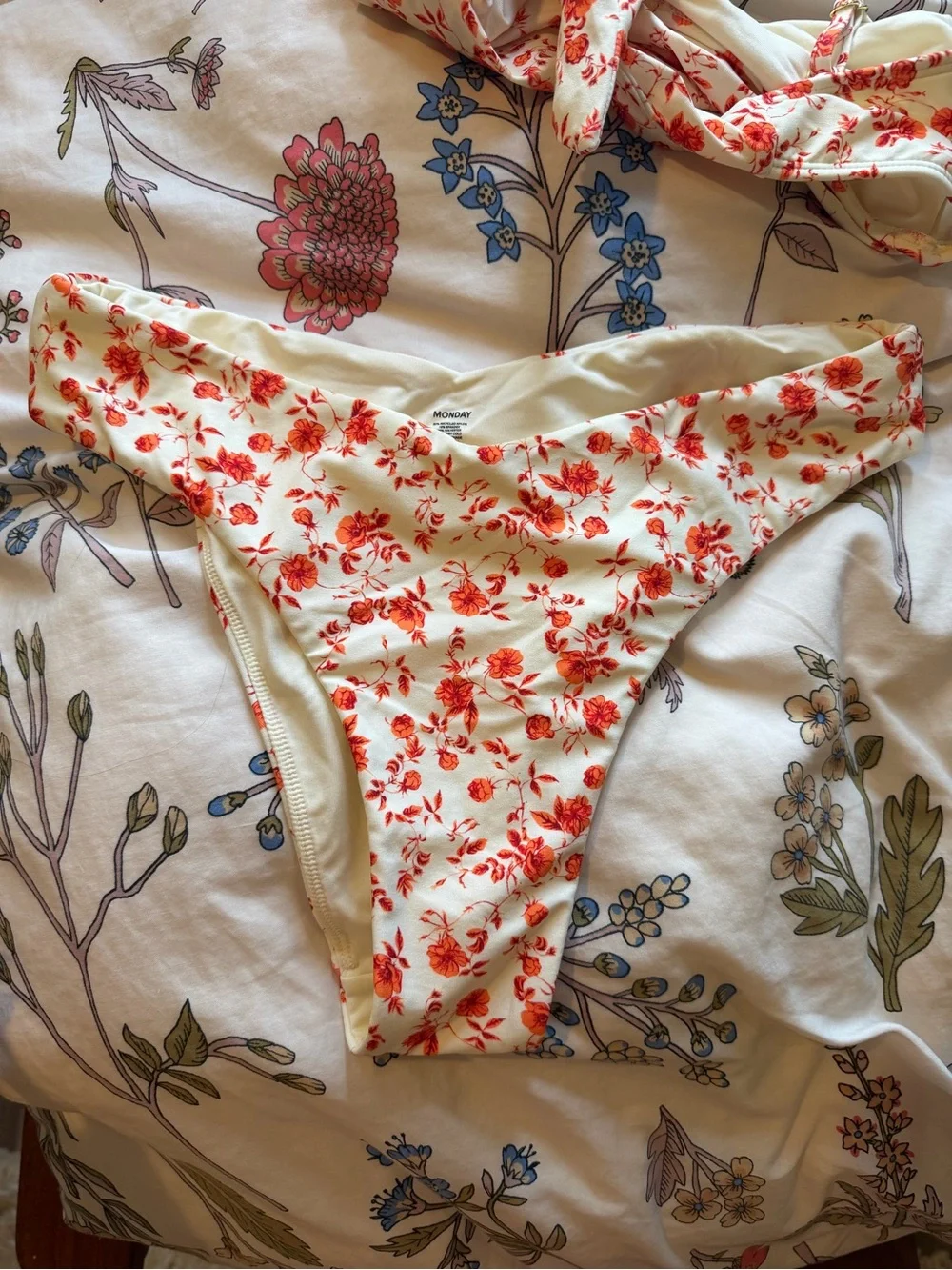 Monday Swimwear Sunrise Floral Bordeaux Bikini Top - st. Lucia bottom
